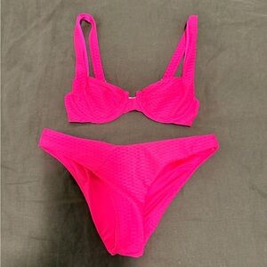Vetchy Swim two-piece bikini set in a vibrant pink